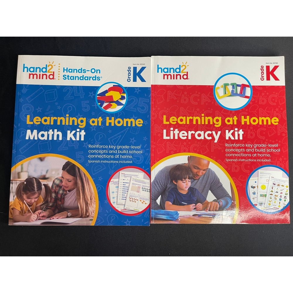 hand2mind Grade K Learning at Home Math & Literacy Kits Kindergarten Workbooks